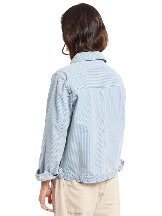 Striped Fisherman's Jacket - Denim & White