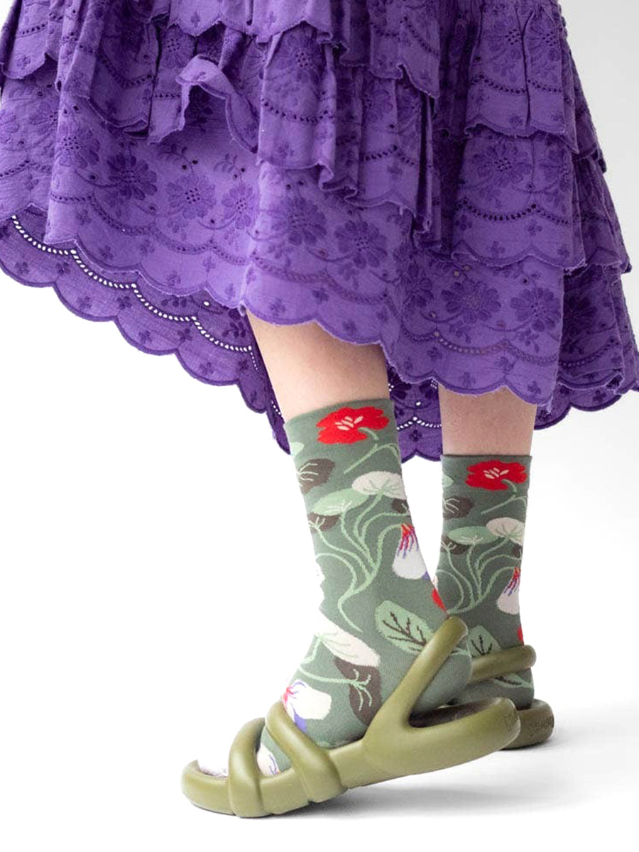 Flowers Sock - Cedar Green
