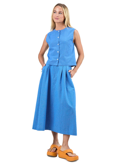 Checks Midi Skirt - Blue