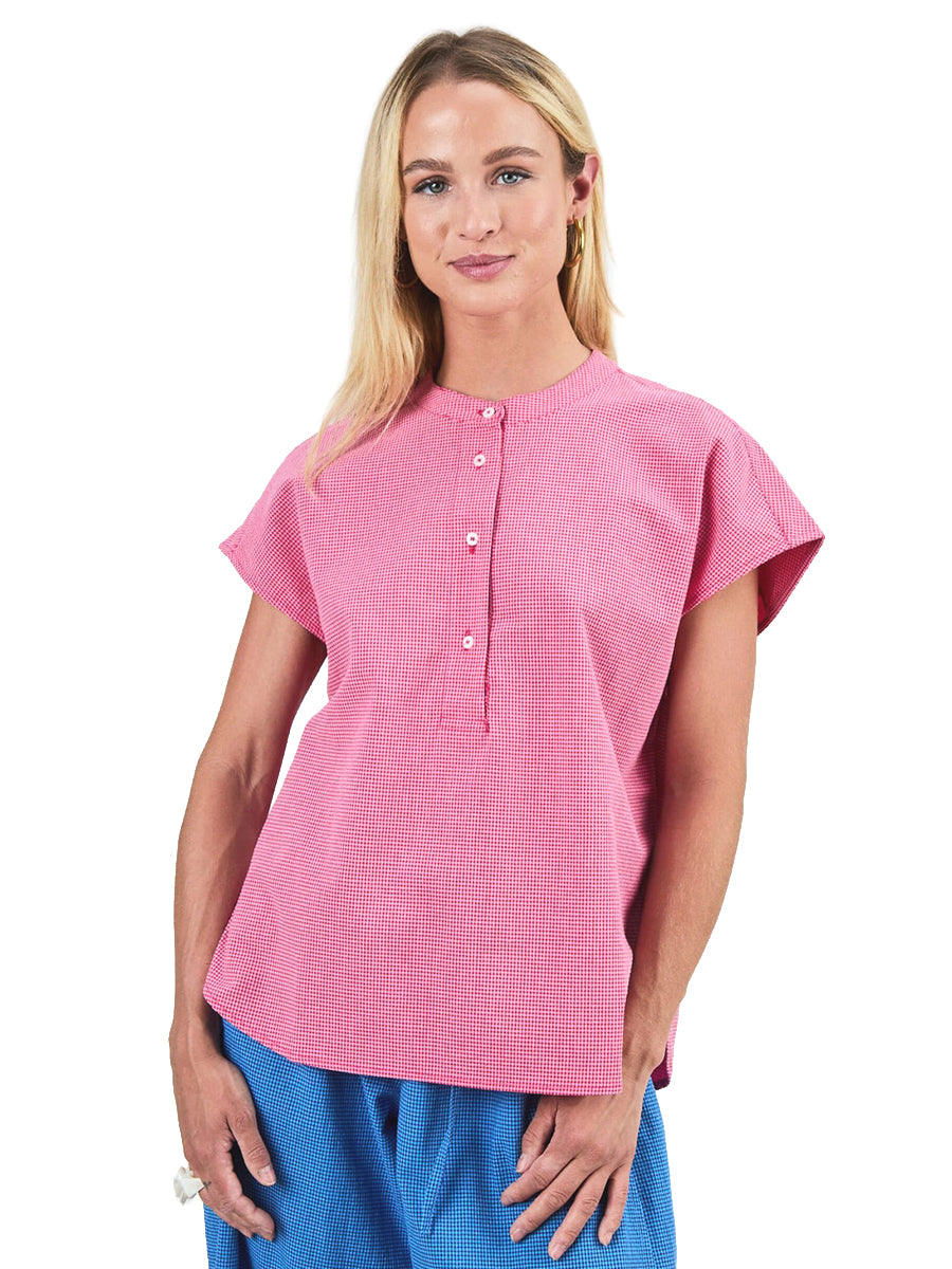 Checks Sleeveless Blouse - Pink