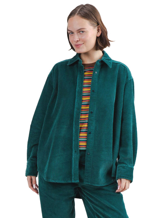 Corduroy Long Overshirt - Green