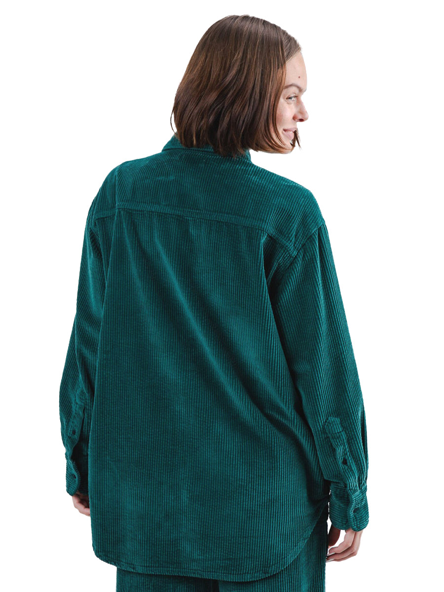 Corduroy Long Overshirt - Green