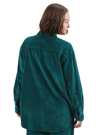 Corduroy Long Overshirt - Green