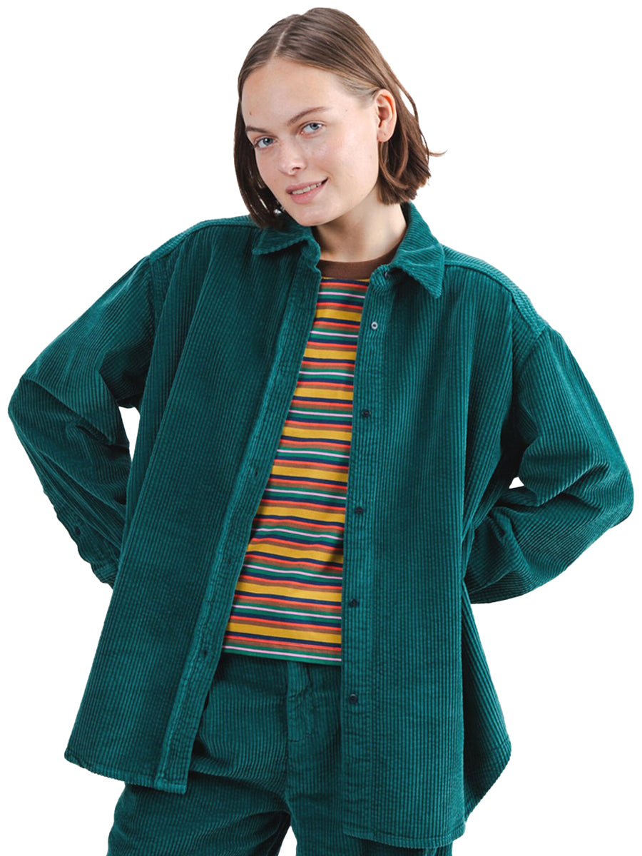 Corduroy Long Overshirt - Green