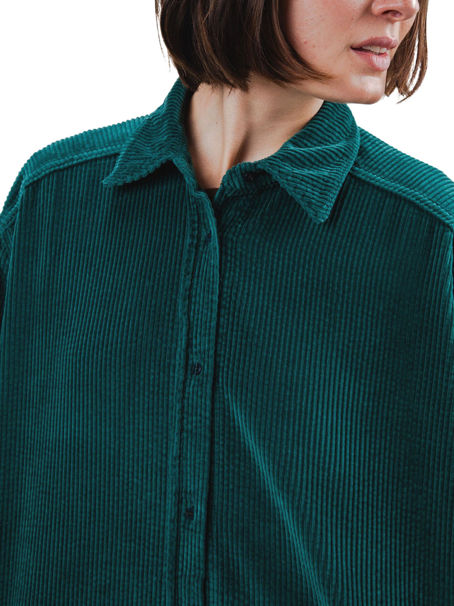 Corduroy Long Overshirt - Green