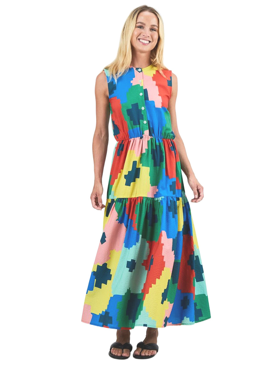 Maxi Flowers Sleeveless Shirt Dress