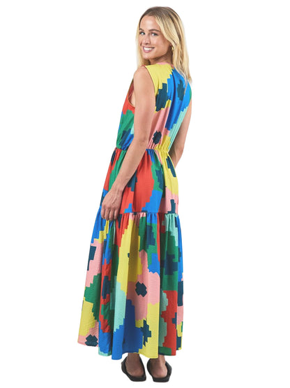 Maxi Flowers Sleeveless Shirt Dress