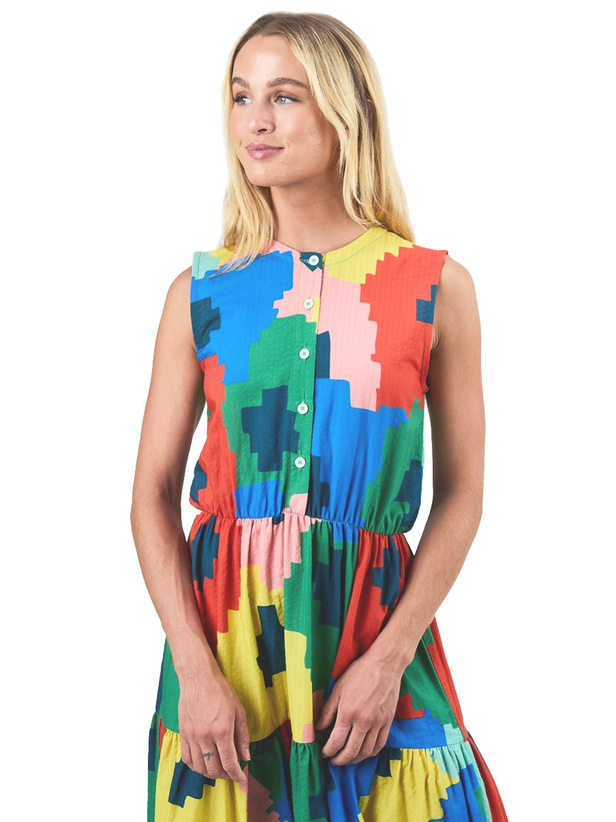 Maxi Flowers Sleeveless Shirt Dress