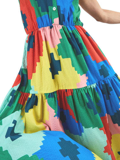 Maxi Flowers Sleeveless Shirt Dress