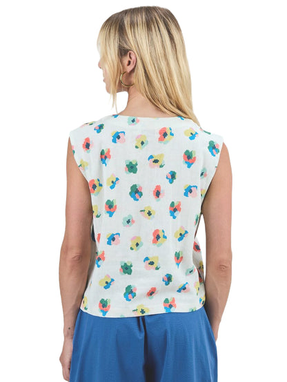 Mini Flower Button Up Blouse - Ecru