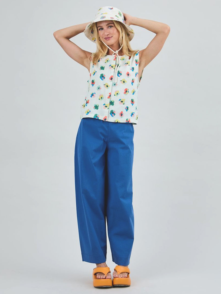 Mini Flower Button Up Blouse - Ecru