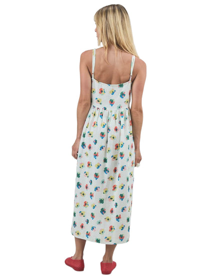 Mini Flowers Strappy Loose Dress - Ecru