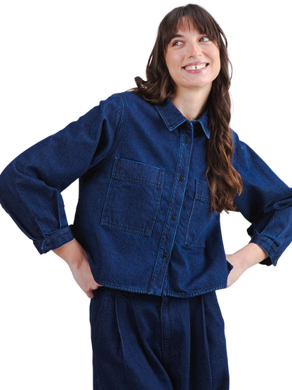 Raw Denim Boxy Shirt - Blue