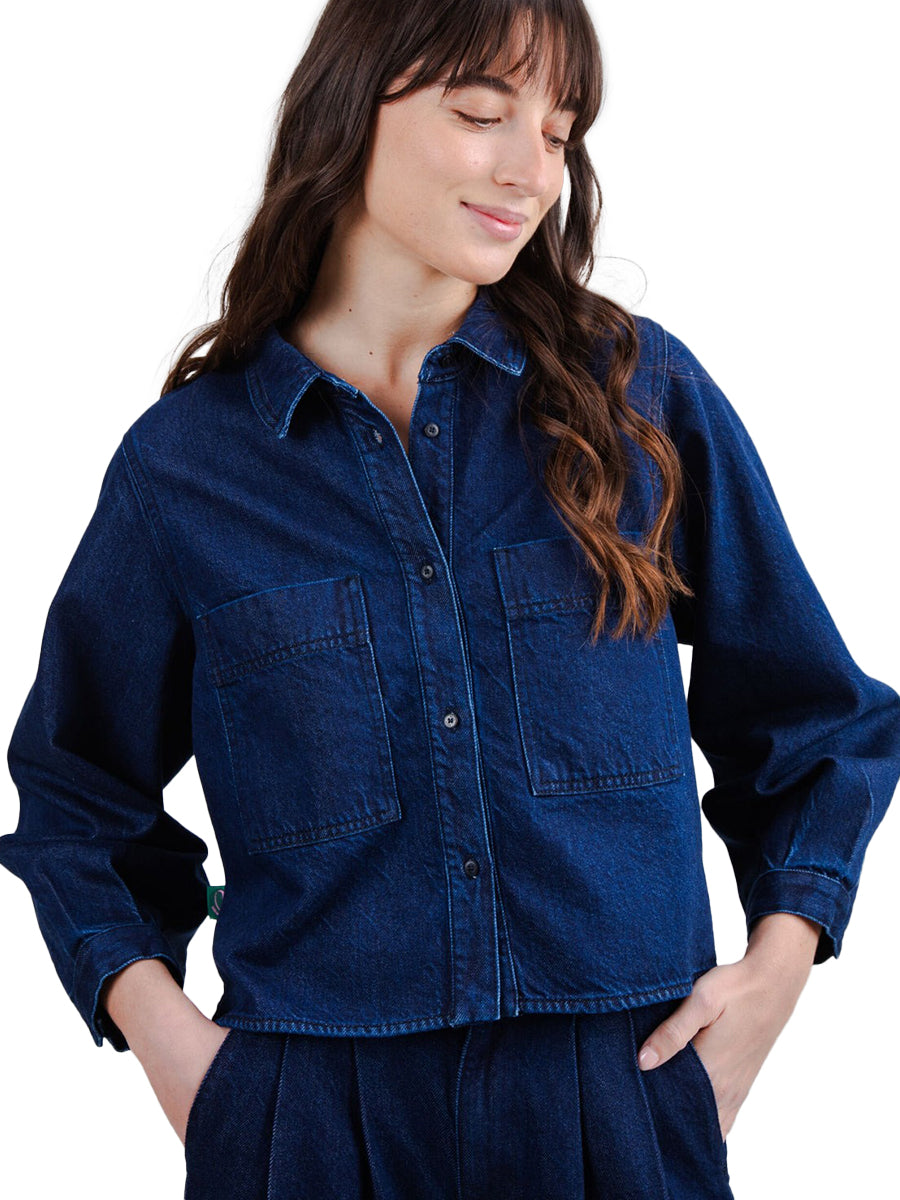 Raw Denim Boxy Shirt - Blue