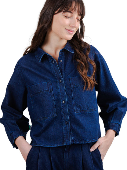 Raw Denim Boxy Shirt - Blue