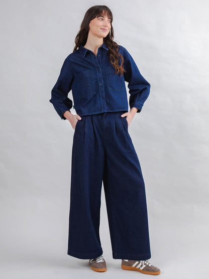 Raw Denim Boxy Shirt - Blue