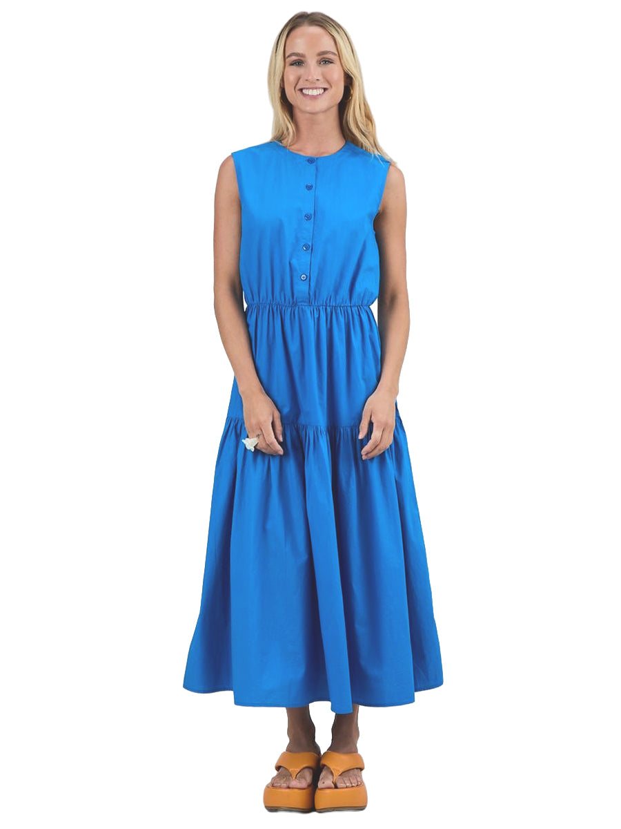Sleeveless Shirt Dress - Blue