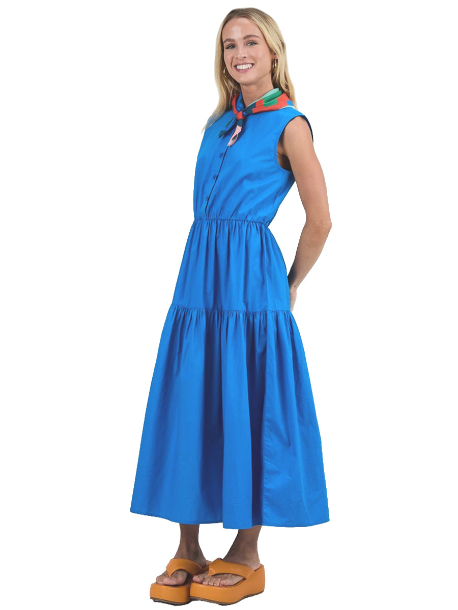 Sleeveless Shirt Dress - Blue