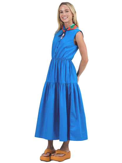 Sleeveless Shirt Dress - Blue