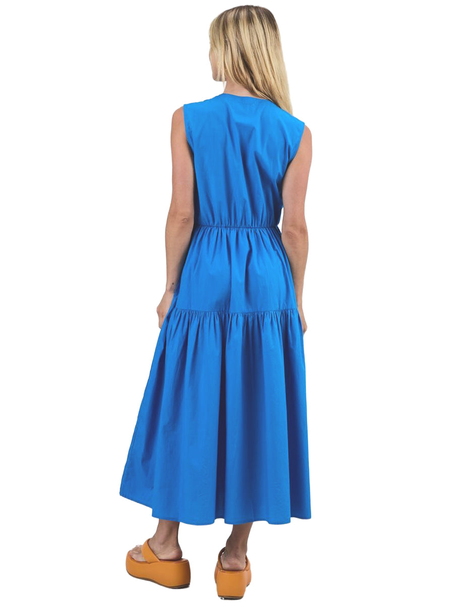 Sleeveless Shirt Dress - Blue