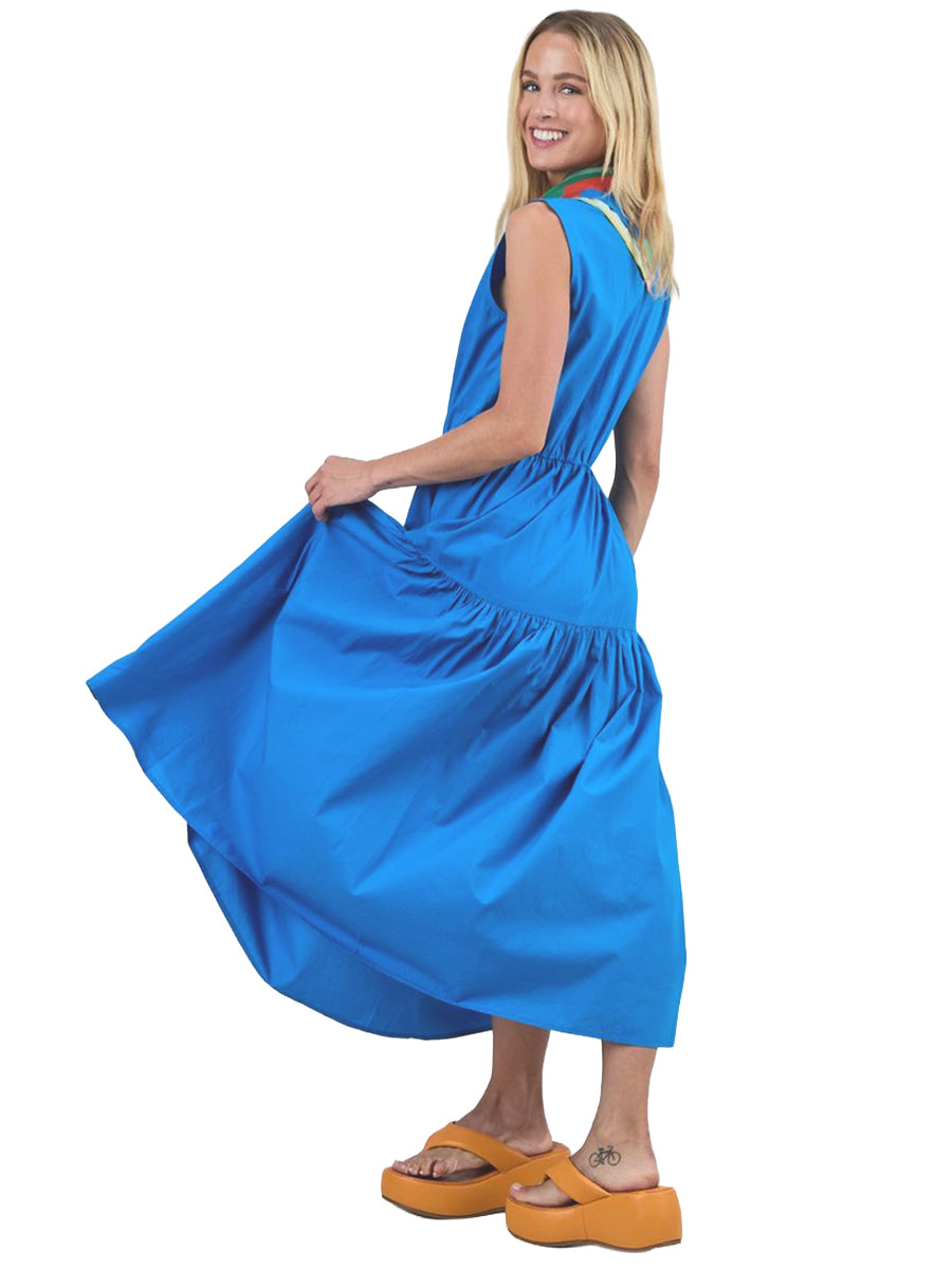 Sleeveless Shirt Dress - Blue