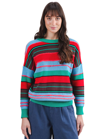 Striped Batwing Sweater - Multi