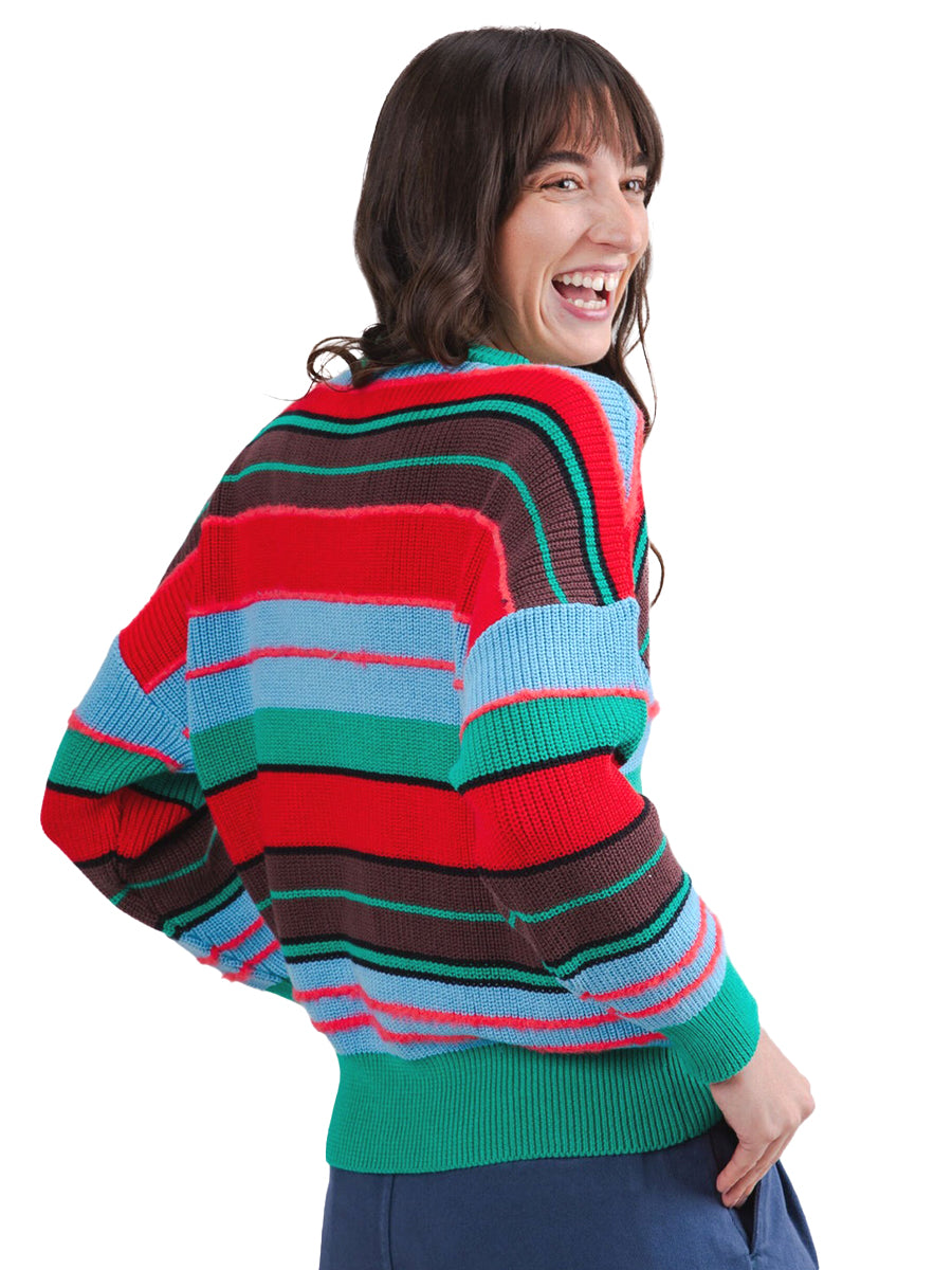 Striped Batwing Sweater - Multi