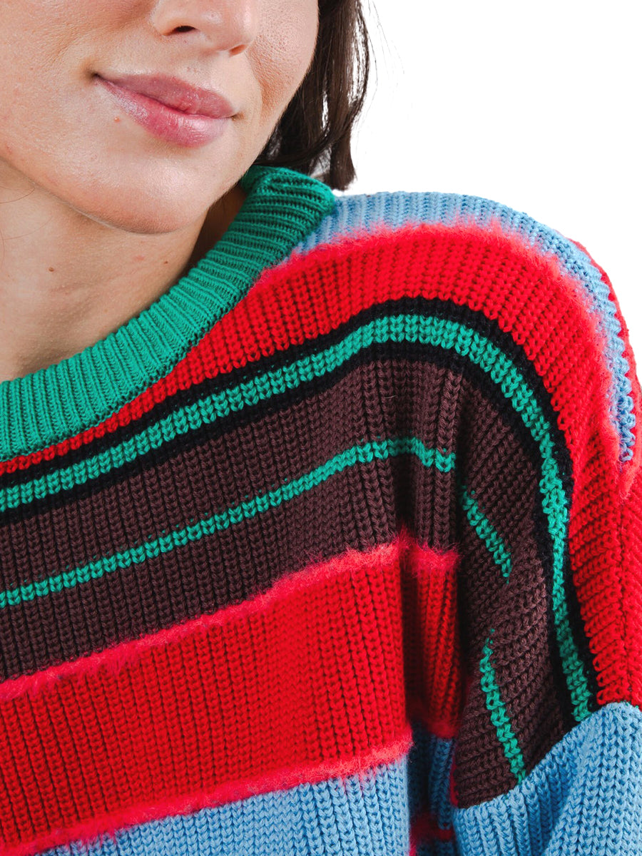 Striped Batwing Sweater - Multi