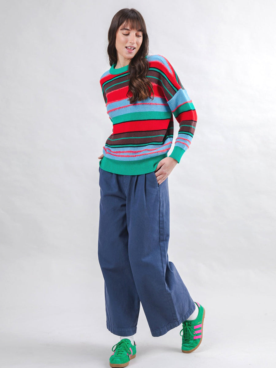Striped Batwing Sweater - Multi