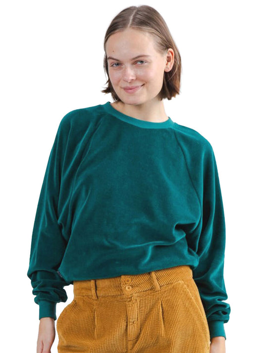 Velvet Raglan Sweatshirt - Green