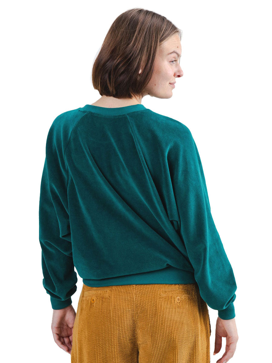 Velvet Raglan Sweatshirt - Green