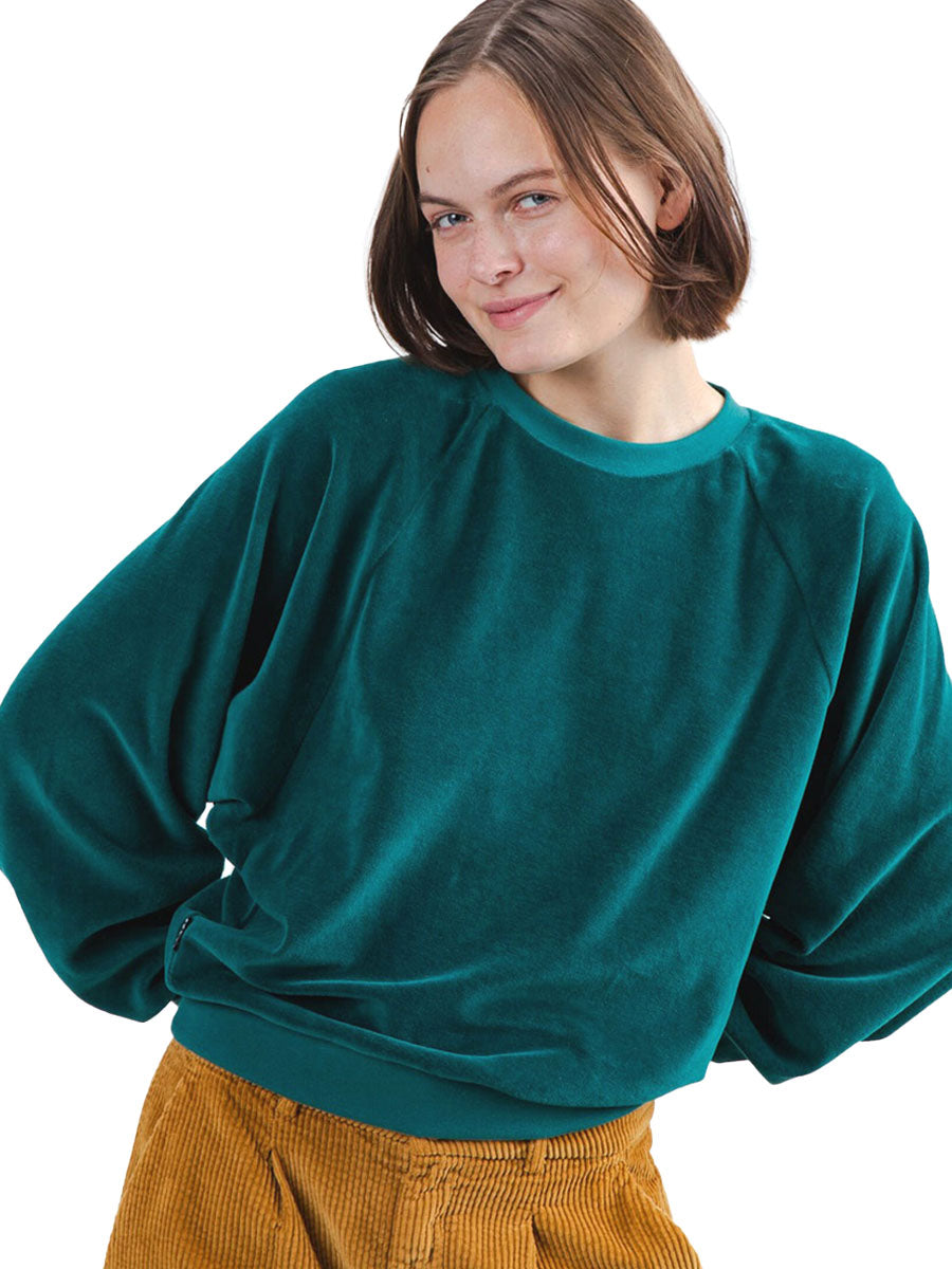 Velvet Raglan Sweatshirt - Green