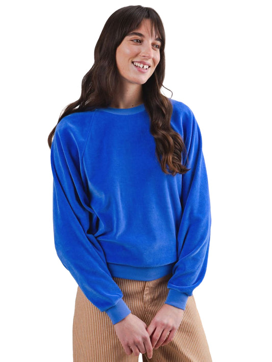 Velvet Raglan Sweatshirt - Klein Blue