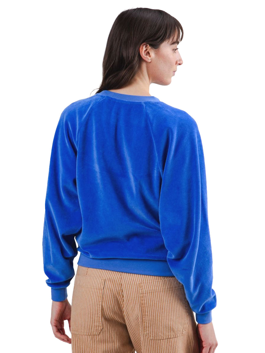 Velvet Raglan Sweatshirt - Klein Blue