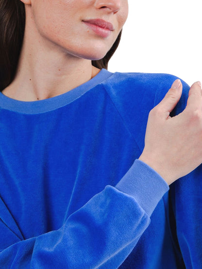 Velvet Raglan Sweatshirt - Klein Blue