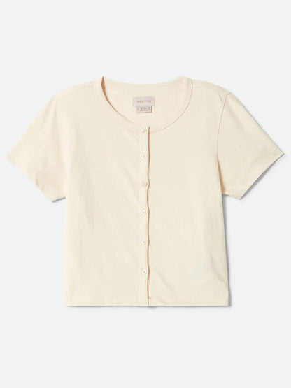 Alice Knit Short Sleeve Button-Up Shirt - Whitecap