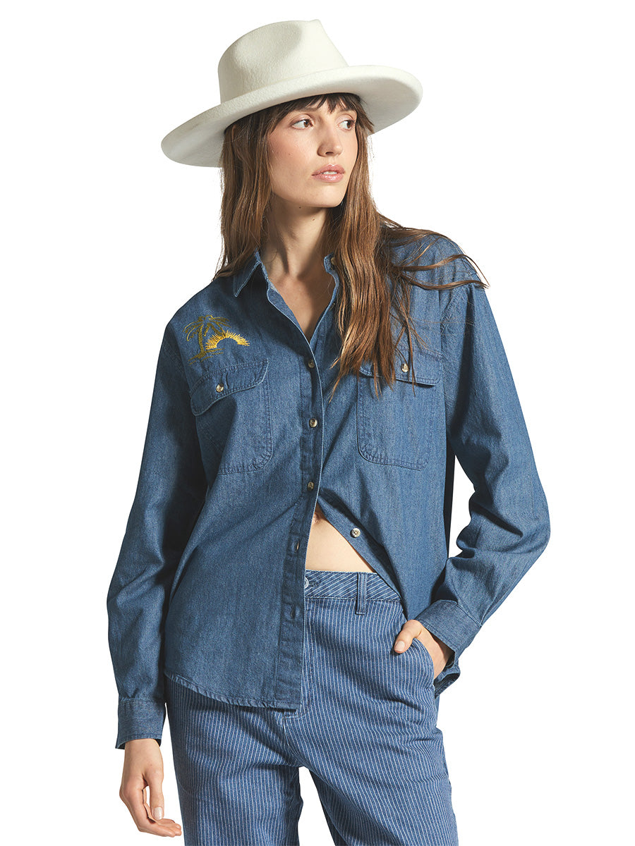 Bowery Women's BF Overshirt - Indigo Rinse