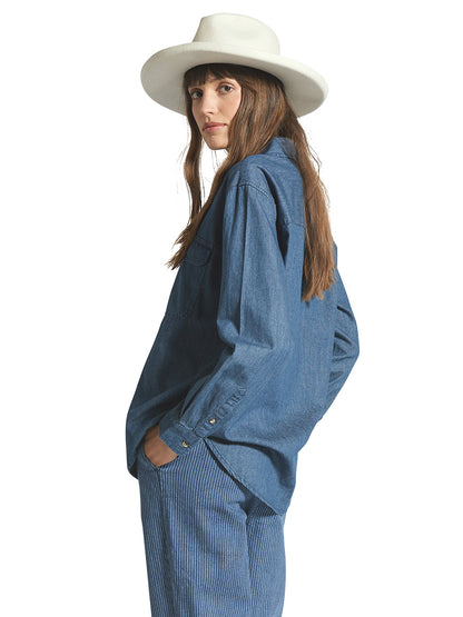 Bowery Women's BF Overshirt - Indigo Rinse