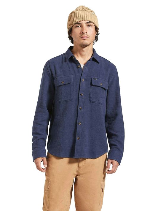 Bowery Textured Twill Overshirt - Washed Navy