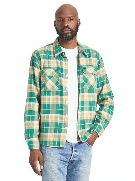 Bowery Long Sleeve Flannel - Washed Pine & Gold