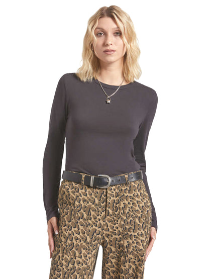 Carefree Slim-Fit Long Sleeve Tee - Black