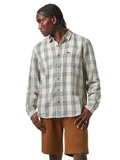 Charter Linen Blend Long Sleeve - Off White & Ivy Plaid