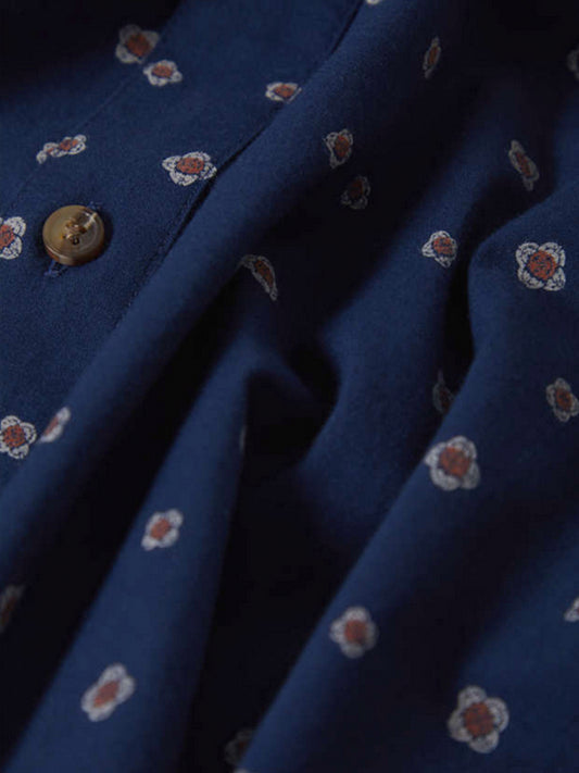 Charter Print Short Sleeve Shirt - Midnight Blue Geo