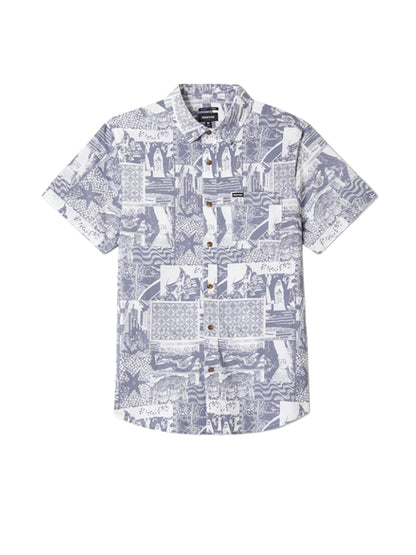 Charter Print Short Sleeve Shirt - Navy & White Collage
