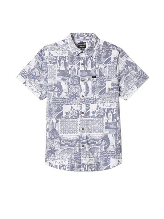 Charter Print Short Sleeve Shirt - Navy & White Collage