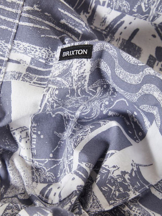 Charter Print Short Sleeve Shirt - Navy & White Collage