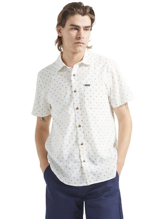 Charter Print Short Sleeve Shirt - Off White Multi Diamond Tile