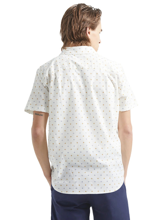 Charter Print Short Sleeve Shirt - Off White Multi Diamond Tile
