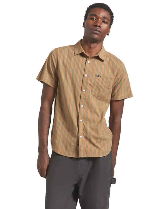 Charter Stripe Short Sleeve Shirt - Caramel & Night Sage