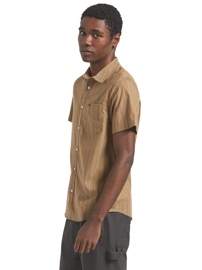 Charter Stripe Short Sleeve Shirt - Caramel & Night Sage